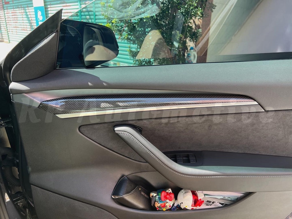 Model 3/Y Dry Carbon Fiber Dashboard and Front Door Trim Panel Covers (Gloss Carbon Fiber)